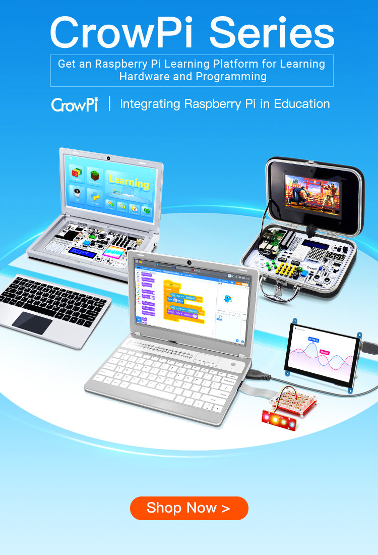 CrowPi Compact Raspberry Pi 4 3 Kit for Learning Computer Science and  Master Raspberry Pi